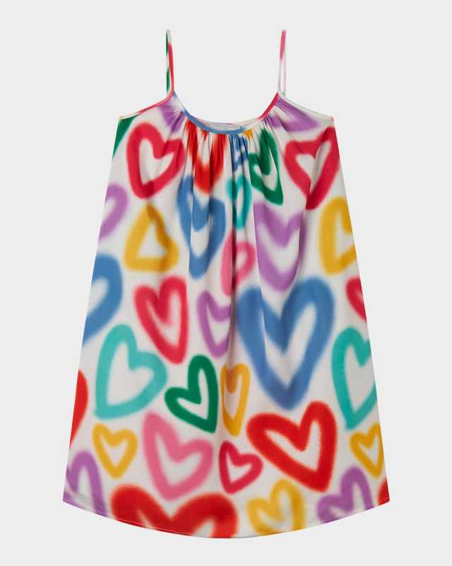 Girl's Strappy Spray Hearts Dress, Size 4-10